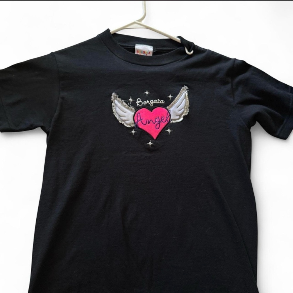 Black Kids Shirt with Heart & Wings Design